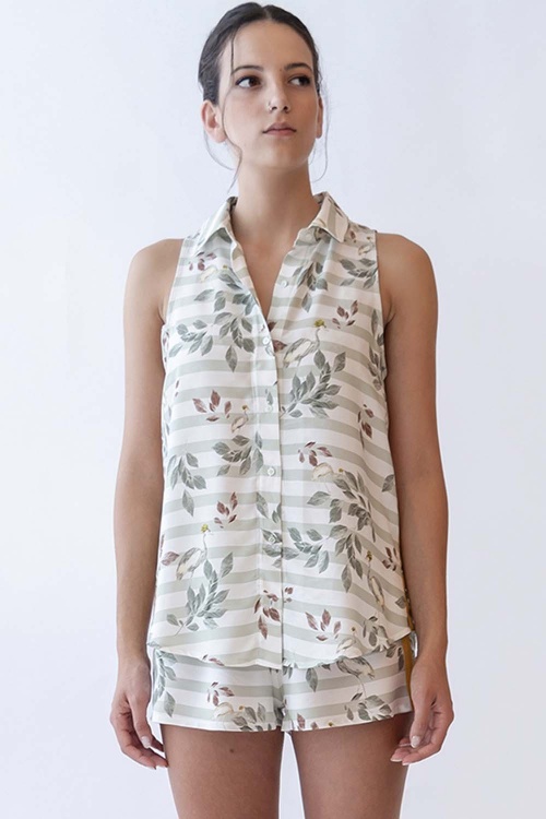 100% VEGAN Crane Shortie Pyjama Set